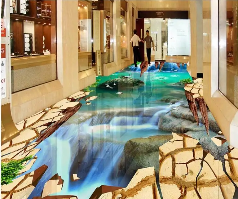 

4d flooring walpaper 5d Waterfall water 4d floor painting stereoscopic wallpaper bedroom modern Customize any size pvc floor
