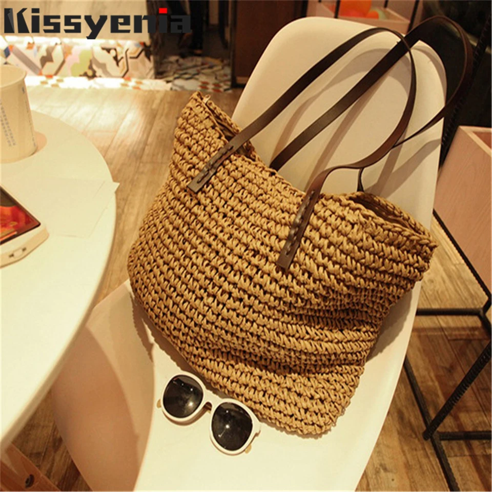 Kissyenia INS Hot Straw Bag Women Handbag Bohemia Beach Bags Handmade