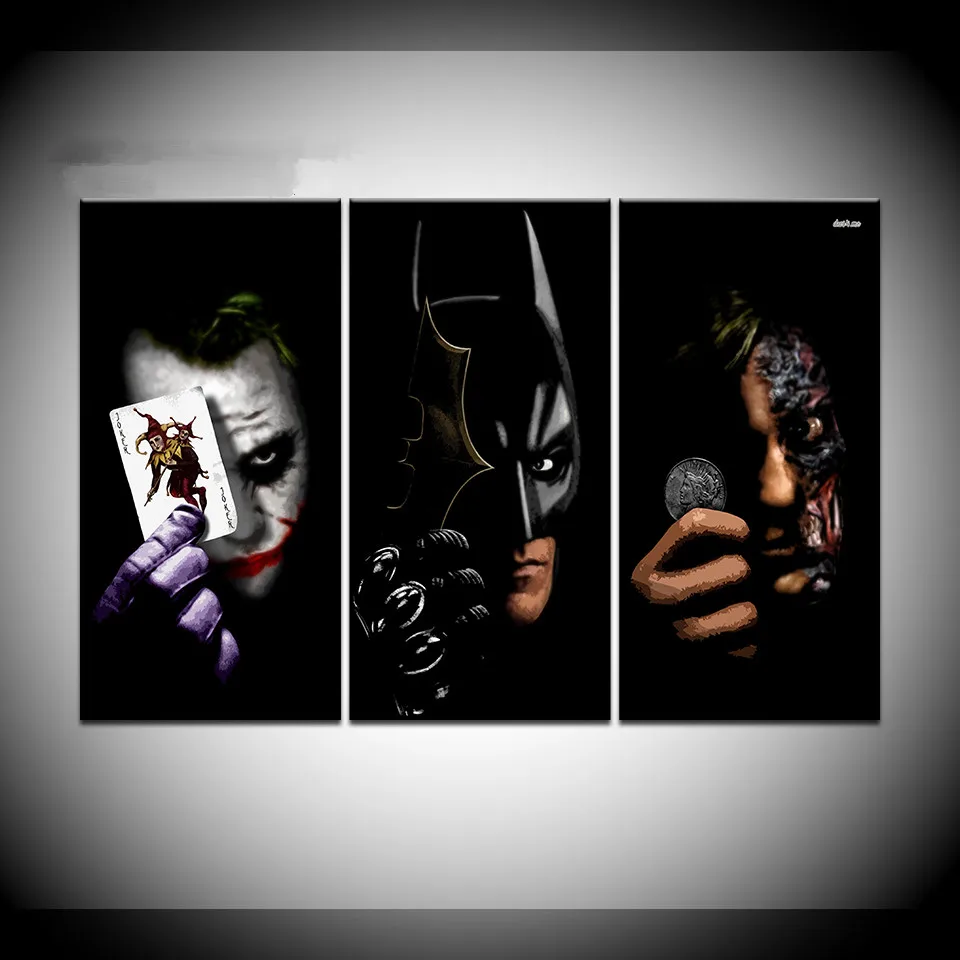 

Painting Abstract Art Wall Pictures Frame Modern Home Living Room Decor Canvas Art Print 3 Panel Movie Batman Joker Poker Poster