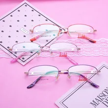 Очки для близорукости, женские, для отдыха, бизнес, половина рамы, Тонкая оправа для ног, белый воротник, офисное металлическое лицо, удобные