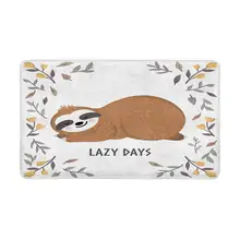 Милый ребенок Ленивец спящий среди цветов и листьев Крытый Коврик Большой 30X18 дюймов Нескользящая Передняя входная дверь коврик