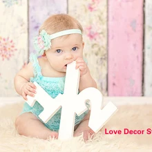 12" Half Sign Baby Photo Prop Sign- Large Wooden Numbers- Photography Props- Birthday Decor Age Sig