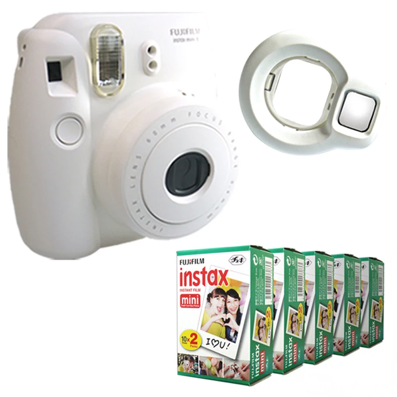 Fujifilm Instax Mini 8 мгновенная камера-белый+ Fuji белый край 100 пленка+ объектив крупным планом-белый