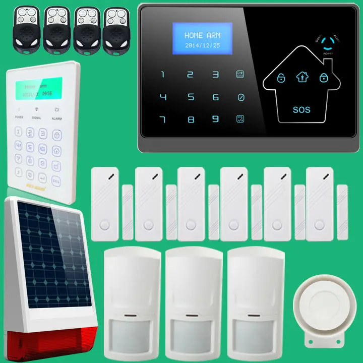 

new arrival wireless phone app gsm alarm system home security alarma gsm 99 wireless zone TFT color display with solar siren