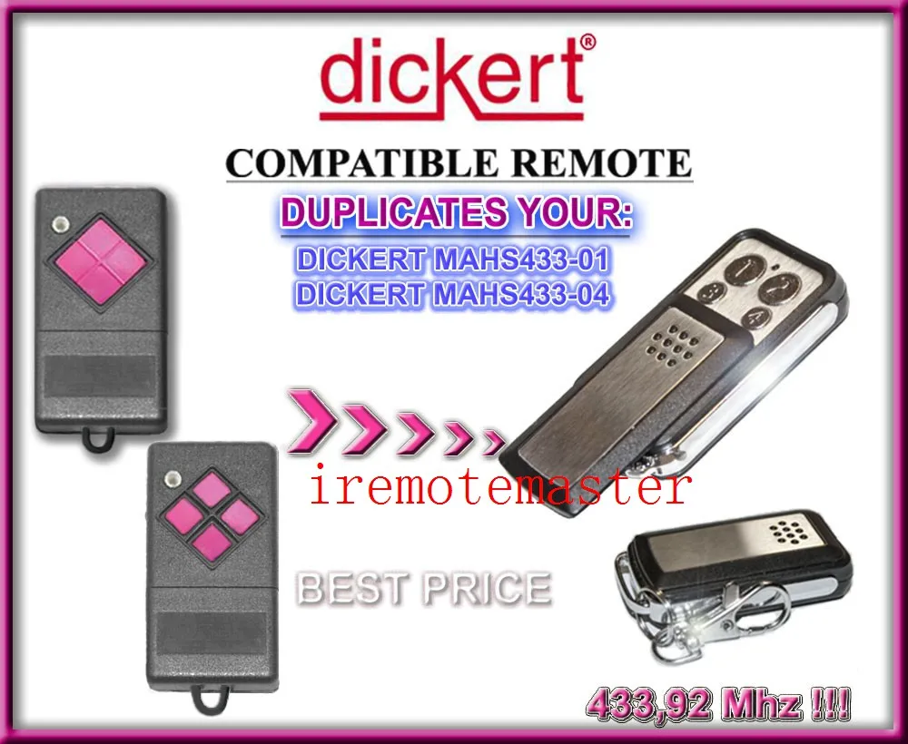 Dickert двери гаража Замена дистанционного управления mahs433-01, mahs433-04