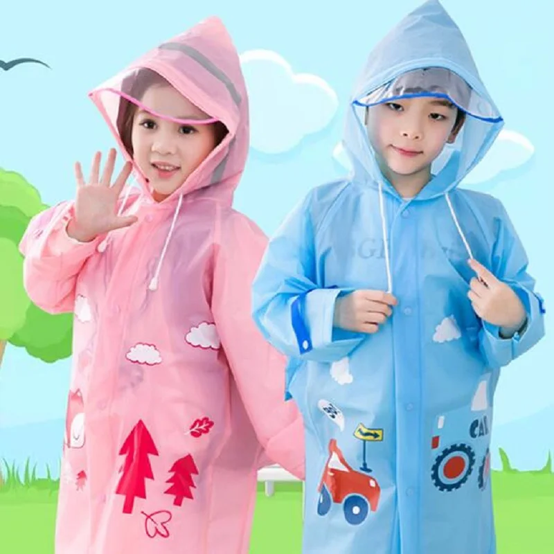 

Cartoon Animal Style Waterproof Kids Raincoat With School Bags Girls Rain Coat Boys Rainwear Transparent Raincoat For Children