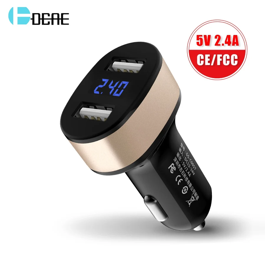 DCAE Dual USB Car Charger For iPhone X 8 7 5V/2.4A Mini LED Fast Car-charger Adapter For Samsung S8 Xiaomi Car Lighter Chargers