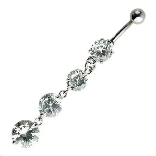 Trendy Steel Stainless Crystal Rhinestone Pendant Belly Navel Button Ring Body Piercing A5OC