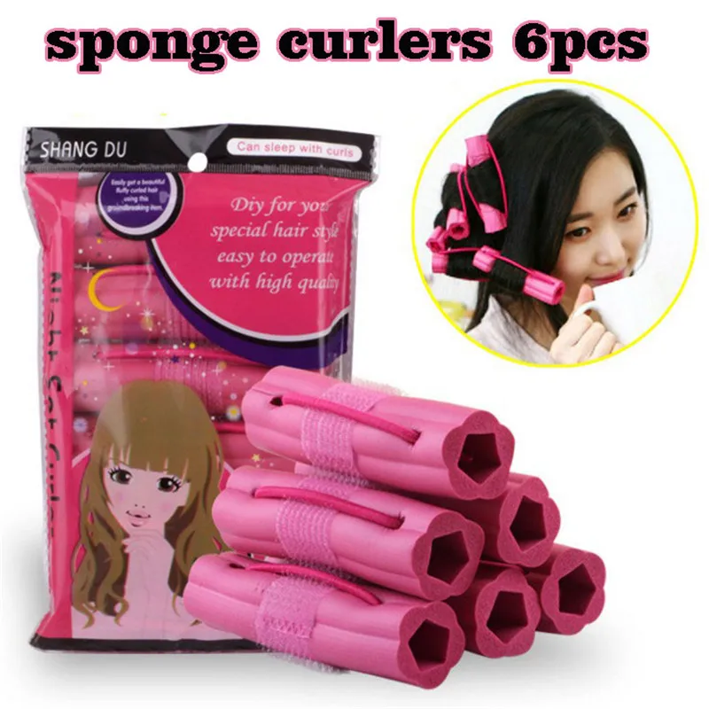 Hair Curlers 6Pcs Set Foam Sponge Curlers Hair Styling DIY Tool Sleep Hair Rollers for Long