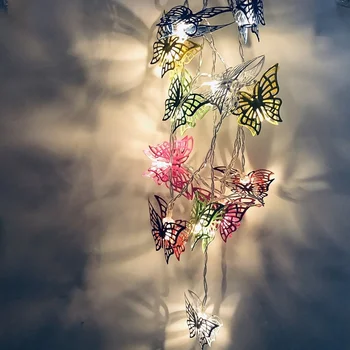 

1pcNew Color Butterfly Light String Wrought Iron Garden Light String Cord Lamp USB / Batteries Power Support Decorative for Home