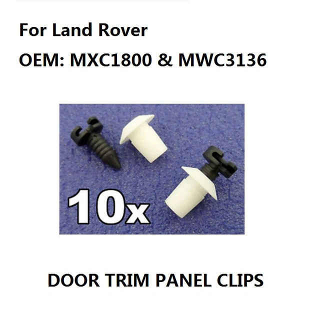 x10 Set For Land Rover Defender Interior Door Card Panel Trim Clip Set- 10x  Studs & Grommets New - MXC1800 & MWC3136