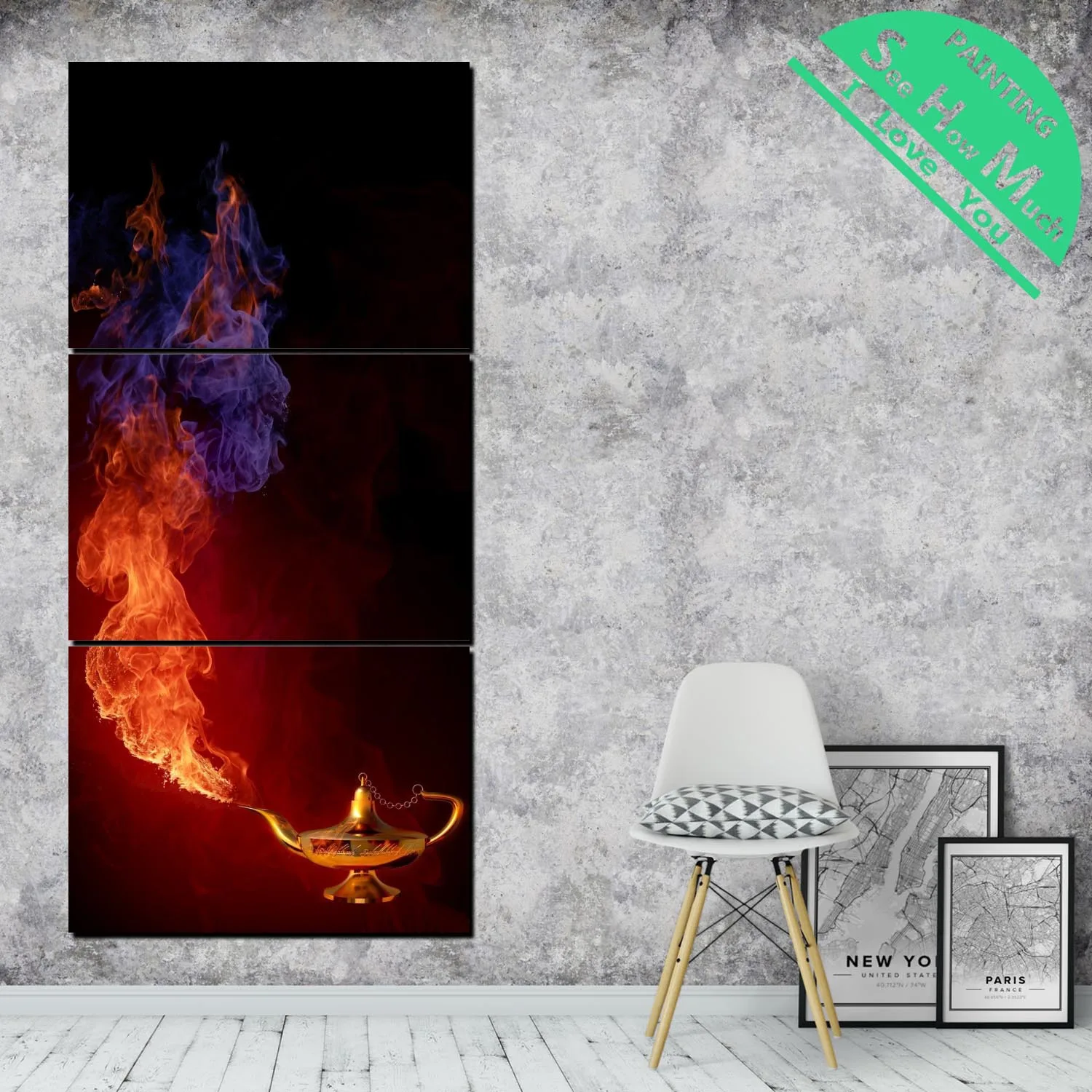 

3 Piece Allah lamp Modern Wall Painting Posters and Prints Picture Canvas Painting Framed Decorative Pictures for Living Room