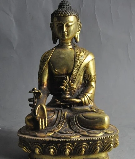 

bir 006412 8 tibetan buddhism fane bronze gilt sakyamuni Shakyamuni Medicine Buddha statue