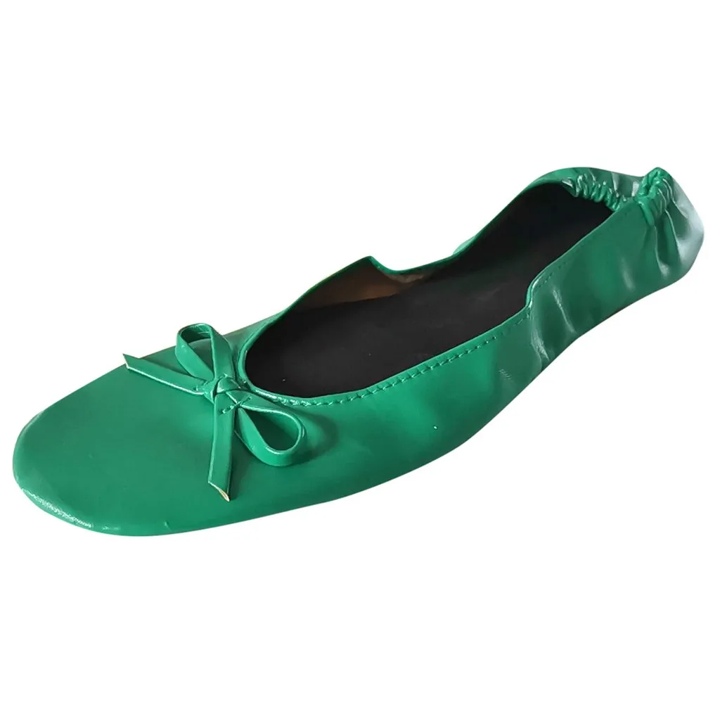 Складные Тапочки; Переносные балетки для путешествий; женская обувь на плоской подошве; женские летние повседневные тапочки; женская танцевальная обувь для вечеринки; zapatos mujer - Цвет: Green
