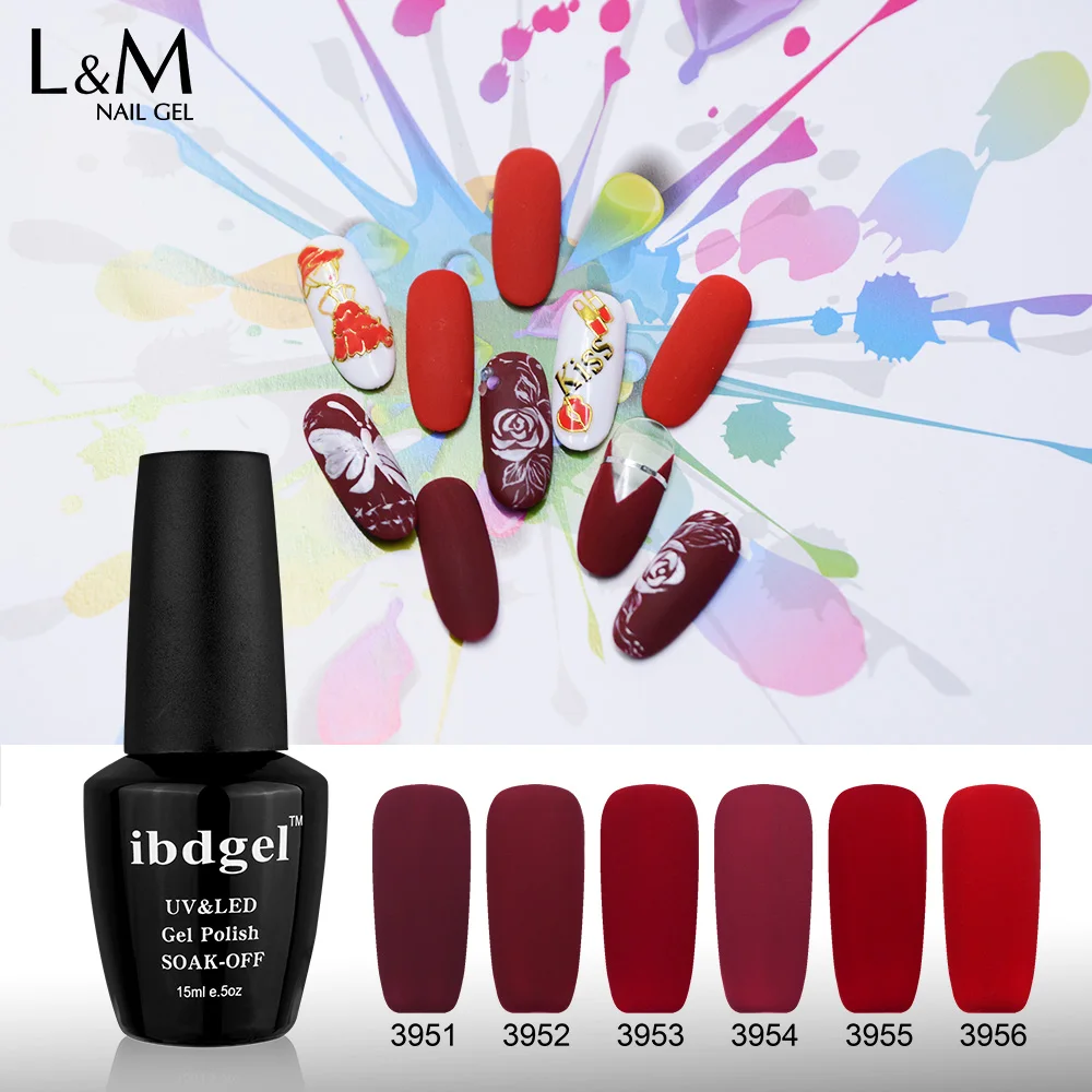 

ibdgel Brand 6 Bottles Diy Red Matte Velvet Gel for Nail Art Gel Polish for Nails High Quality Soak Off Not Need Top Coat