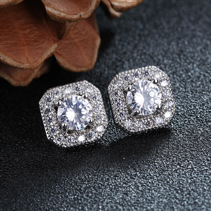 Квадратные 1,5 карат основной камень AAA серьги-гвоздики для женщин Brincos с тонким австрийским кристаллом лучшие подарки E035