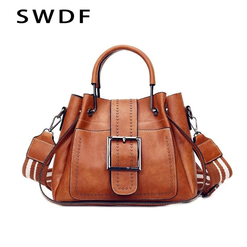 

Bags For Women 2019 New Fashion PU Leather Handbags Crossbody Bag For Women Vintage Bucket Shoulder Bag Ladies Handbag Sac Femme