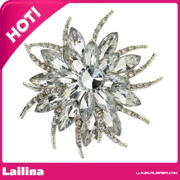 

Wedding Brooch Corsage Dress Flowers Brooch PIN Clear Crystal