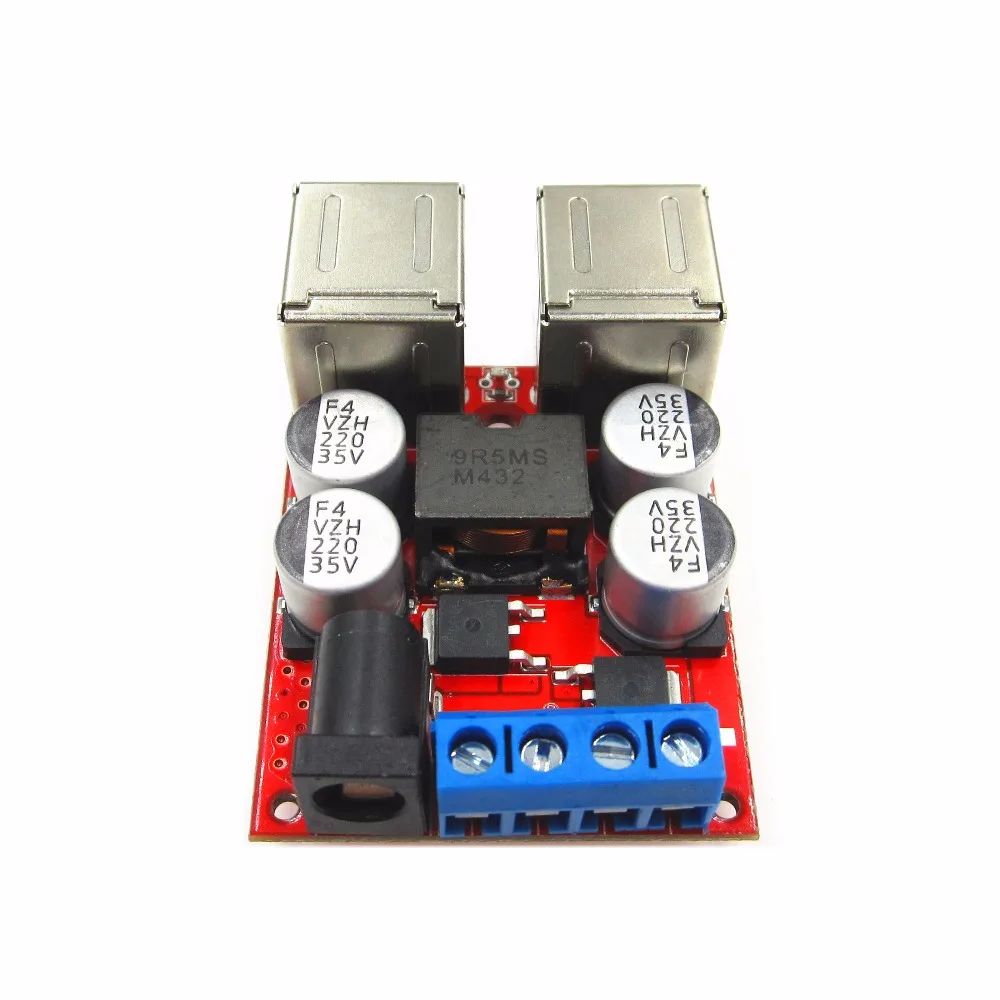 

DC-DC vehicle charging module 8V-35V 5V 8A power supply depressurization module 4 port USB output mobile charger