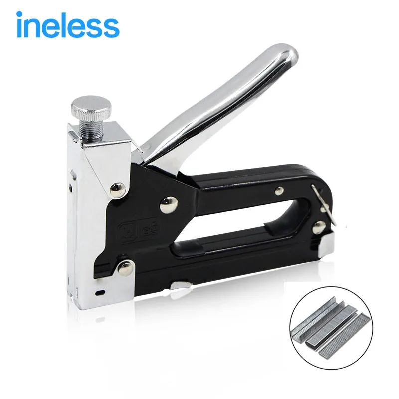 3 Way Nail staple Gun Stapler for wood furniture door upholstery chrome finish with 900 nails