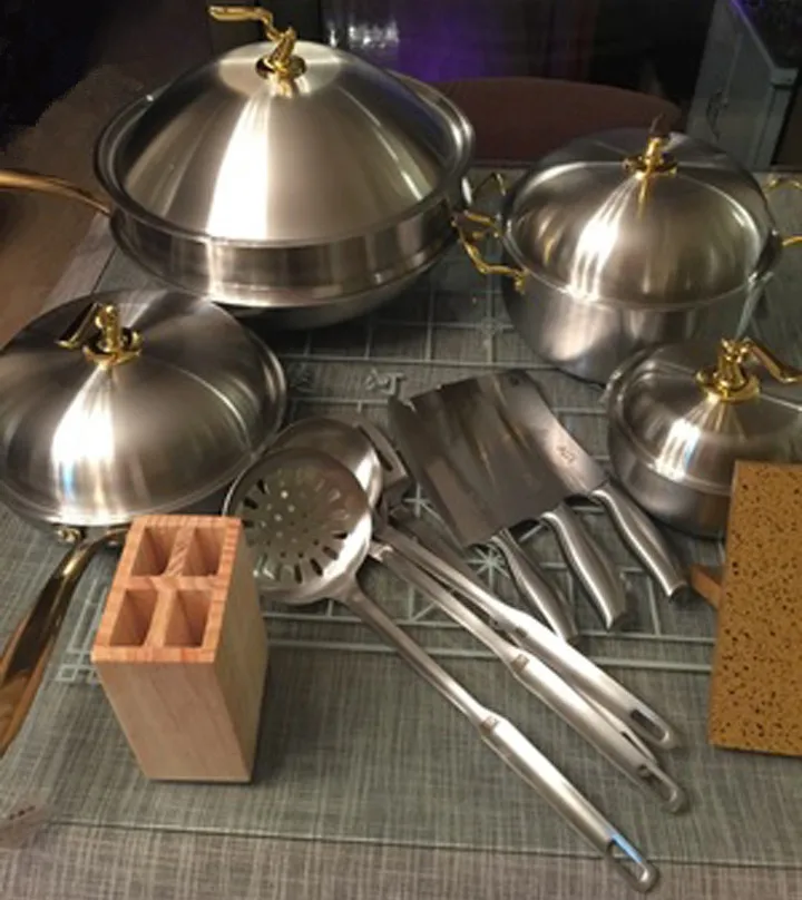 Немецкая техника из нержавеющей стали 19 шт. набор кухонной посуды Западный Роскошный дизайн инструмент для приготовления пищи