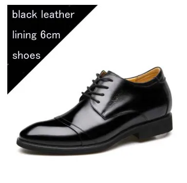 Cyabmoz/Новинка; Мужские модельные туфли в деловом стиле; обувь, увеличивающая рост, на 6 см; классическая Свадебная формальная обувь; мужская обувь, увеличивающая рост, из яловичного спилка - Цвет: black 6 cm shoes