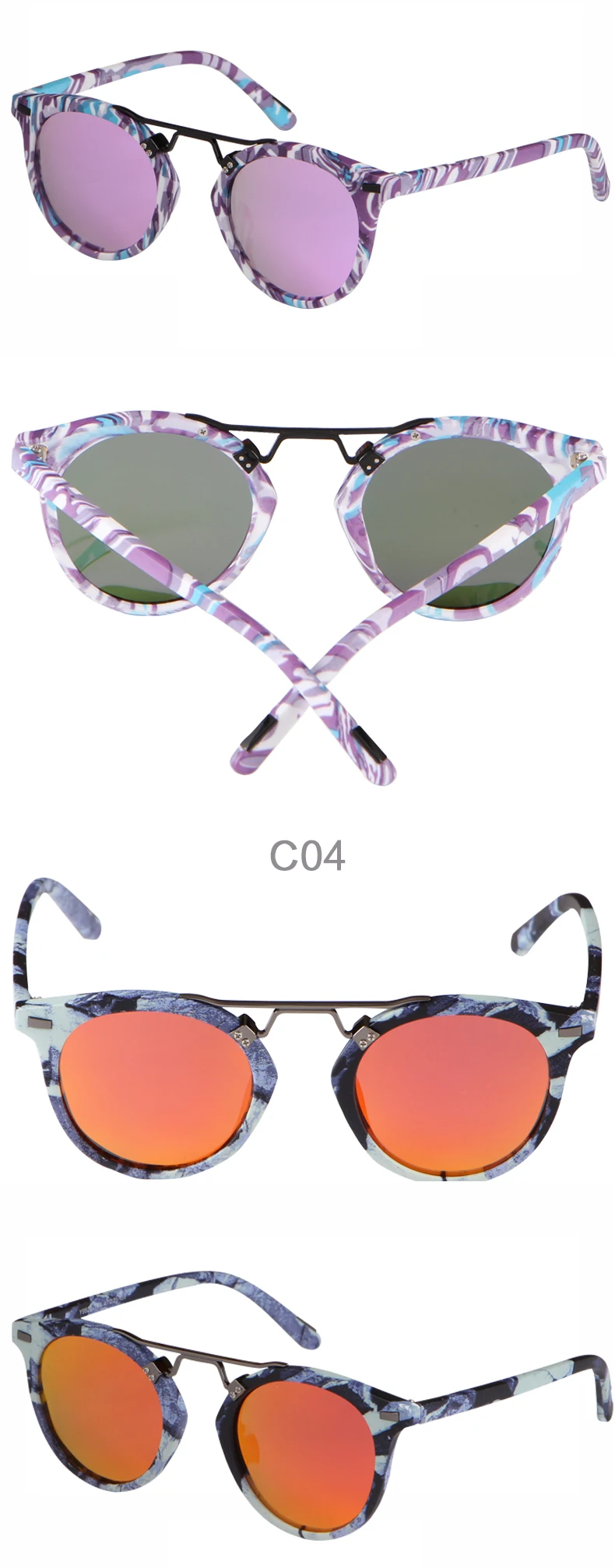 2018 fonhcoo Новый Солнцезащитные очки для женщин женские брендовые дизайнерские кошачий глаз Винтаж Ретро очки с модным принтом Твердые очки