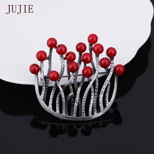 JUJIE Women’s U-shaped Brooch In Retro Style Coral Brooches For Women 2016 Vintage Sanga Brooches Unique Design Jewelry