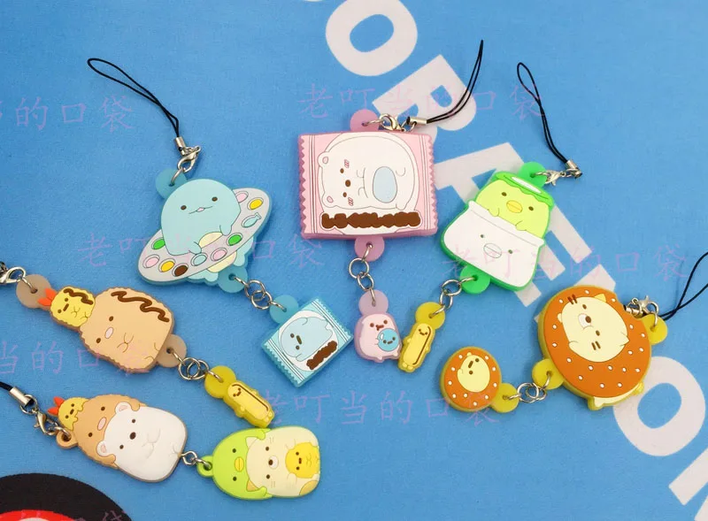 

6 pcs/set Genuine SAN-X toys Anime Sumikko Gurashi figure toy kawaii mini animal pvc figures phone strap/Keychain pendant toys