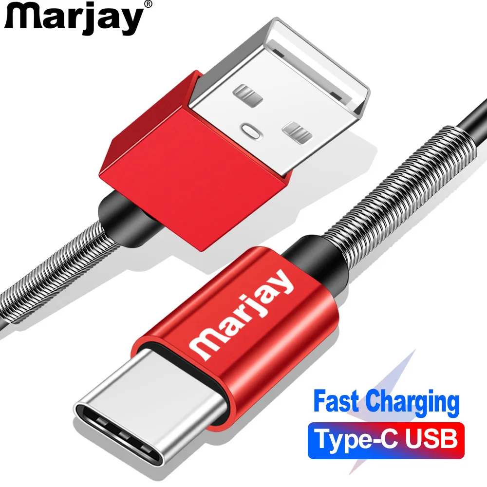 Кабель Marjay usb type-C, 3 А, быстрая зарядка, кабель type-C для samsung S9 S10, USB-C для передачи данных, шнур для Xiaomi Redmi Note 7, huawei P30 Pro