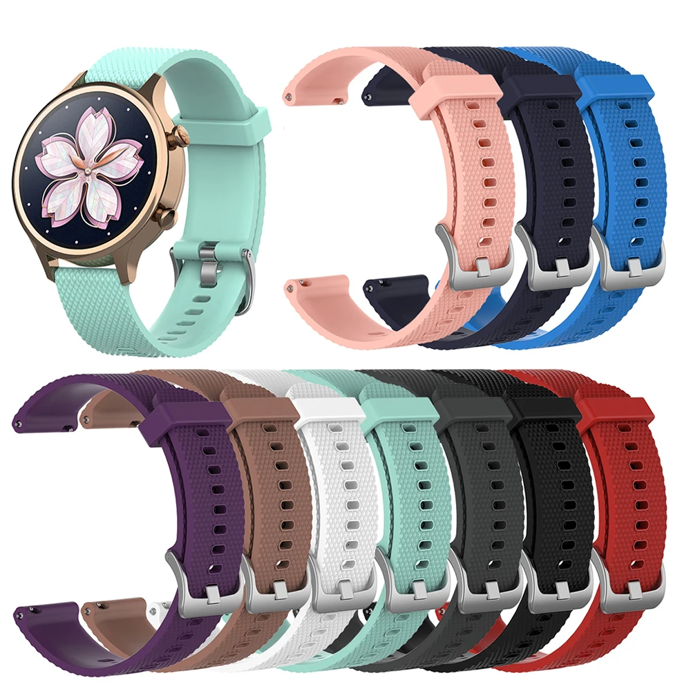 

18mm Wrist Strap Watch Band for Ticwatch c2 Rose Gold Version for Garmin Vivoactive 4S Replacement Women's Silicone Wristband