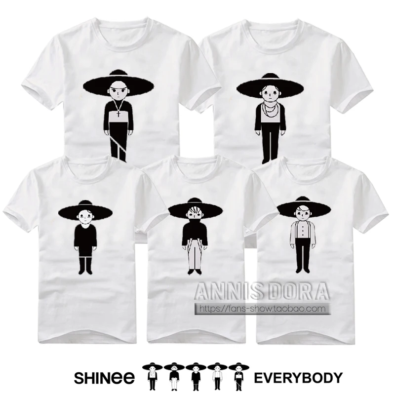 Футболка с коротким рукавом SHINee All ONEW JONGHYUN KEY MINHO TAEMIN | Мужская одежда
