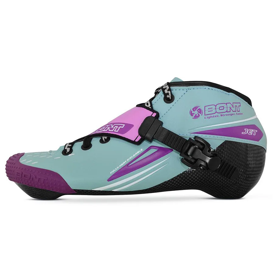 Bont Jet 2PT 195 мм Скорость Встроенный скейт Heatmoldable углеродного волокна ботинок Competetion гоночный катание ботинок Patines обувь - Цвет: Purple Light Blue