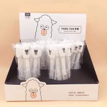 48 шт./упак. Мультфильм Альпака черный гель чернильные ручки для письма милые Креативные канцелярские товары офисные школьные принадлежности