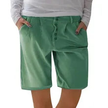 WOMAIL Продукт Модные Женские однотонные удобные крутые хлопковые и льняные карманы повседневные винтажные зеленые шорты Z30604