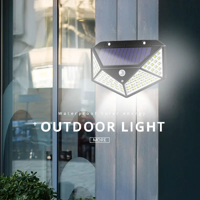 

Wall Light Motion Sensor Home Walkway Lights Street Lamp Solar Power 100 LED IP65 Garden Durable Outdoor Flashlight