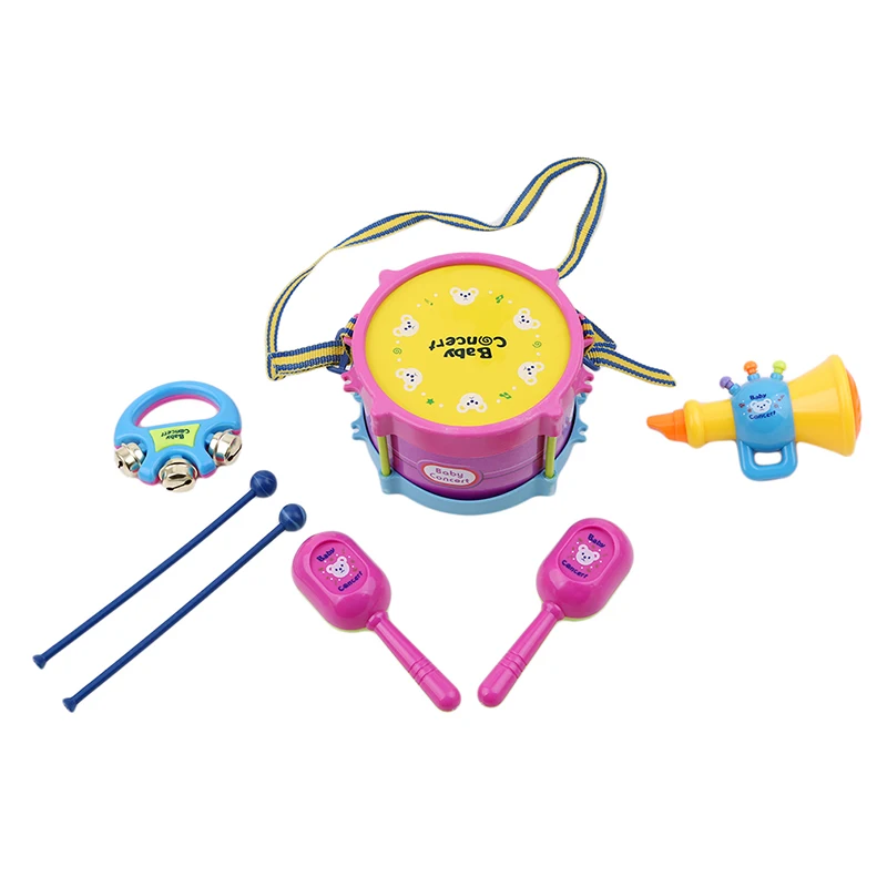 Novetly, 13-24 месяца, Детские счастливые барабанные игрушки, Веселая Детская Струнная Модель, музыкальные игрушки, детские звуковые трубки, Pat, ручная барабанная игрушка - Цвет: Pink