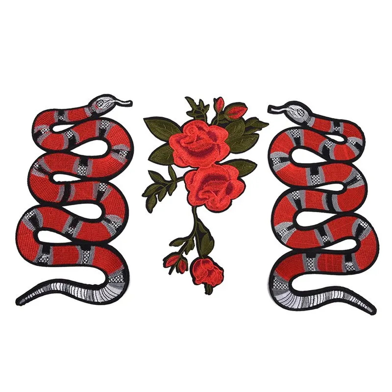 3 Styles DIY Snake Flower Patches For Clothes Patches Embroidered Applique Patch For Clothing Sewing Tools 1Pcs