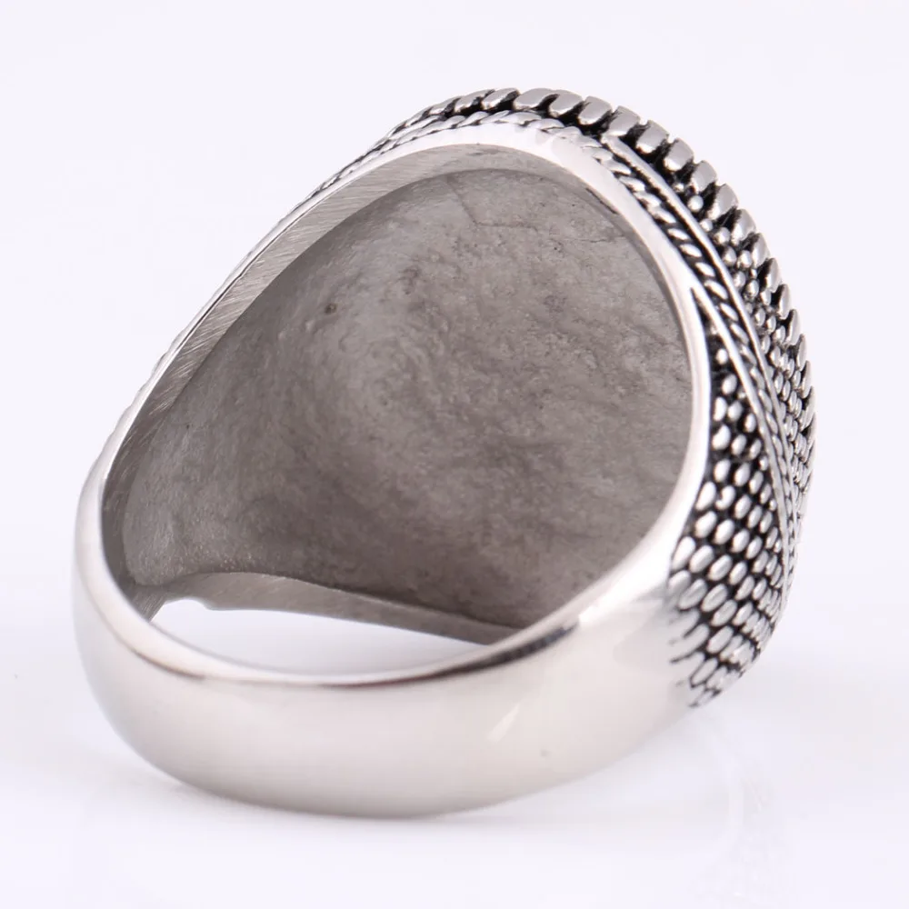 Модное Супер Кольцо с героем мужское кольцо с черным камнем кольцо 316L ювелирные изделия из нержавеющей стали винтажное посеребренное кольцо