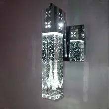 Современный краткое Париж башня в пузырь кристалл настенный светильник LED Home-деко спальня столбец алюминиевого бра светильник 110/ 240 В
