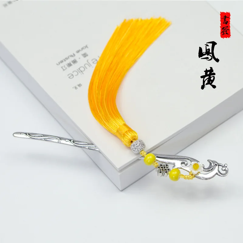 Китайский стиль винтажная антикварная металлическая Закладка ручной работы с длинными кисточками и бусинами традиционная Закладка для книг школьные офисные принадлежности