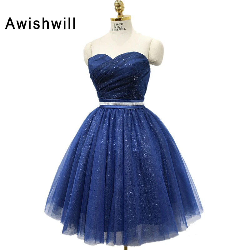 navy blue short prom dresses