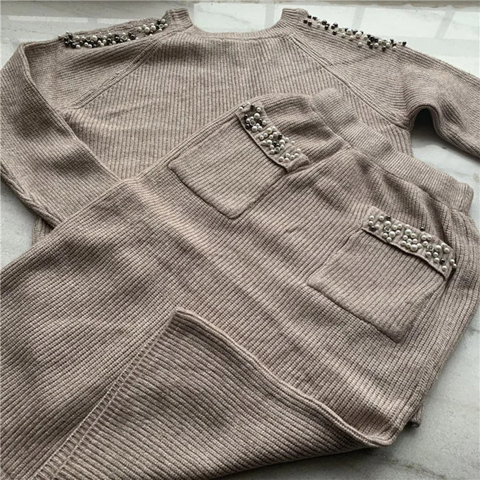 Cashmere knitted suits with skirt for women 17