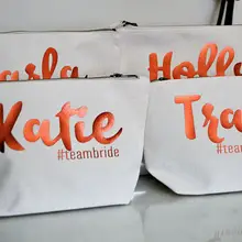 Индивидуальный свадебный макияж косметика холст спасибо сумки подарок для невесты вечерние сумки Туалетная принадлежность на молнии сумки