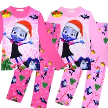 Рождество для маленьких девочек Vampirina пижамы 2 шт. комплект Vampirinas комплект одежды тролли пижамы комплект из двух предметов осень детская одежда