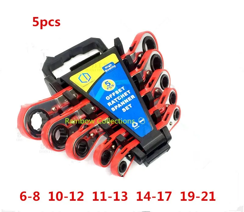 

5pcs/lot Red handle Two-way ratchet wrench Metric rapid labor saving Double truss wrench Curved handle Shipping