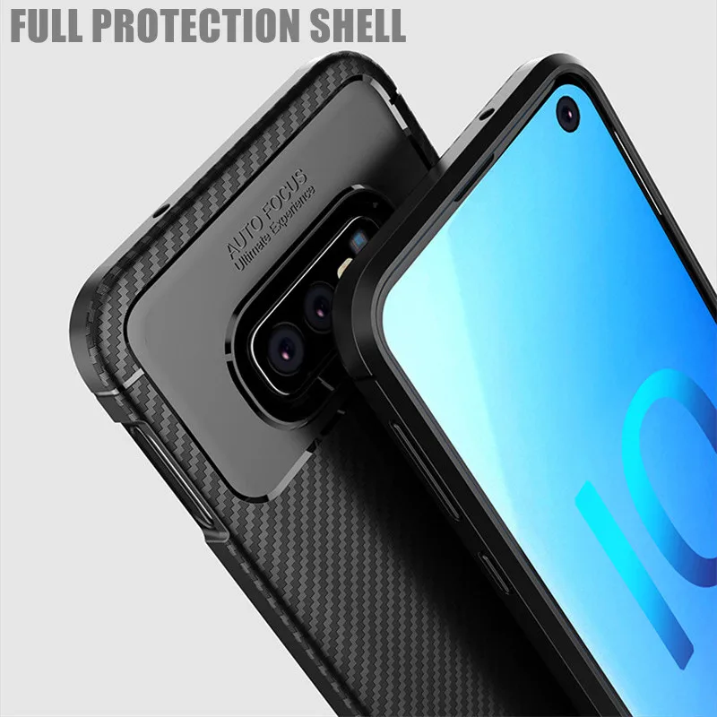 PDGB Прочный ТПУ чехол для samsung Galaxy S9 S10 Lite A6 A8 Plus 2018 A7 J4 J6 Prime Note 9 углеродное волокно