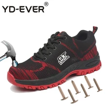 YD-EVER Мужская защитная обувь большого размера Повседневная рабочая обувь со стальным носком для мужчин, износостойкая Рабочая защитная обувь мужские дышащие кроссовки