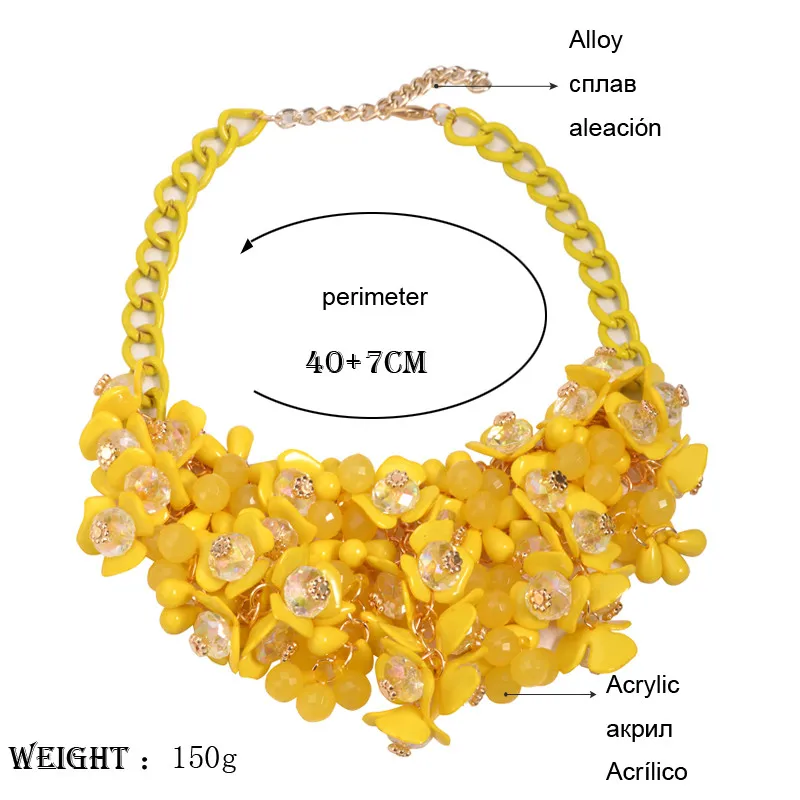Богемное длинное ожерелье-чокер с цветком, новинка, Весенняя мода, богемное ювелирное изделие, большое массивное ожерелье для женщин, аксессуары