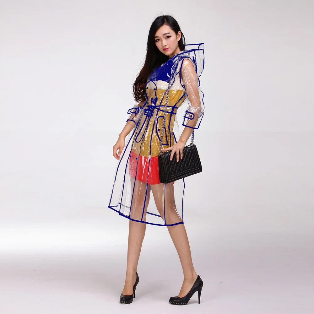 

Cloak Ladies Womens Girls Transparent Hooded Clear Poncho Rainwear Raincoat Waterproof Outdoor Runway 2019 Fashion